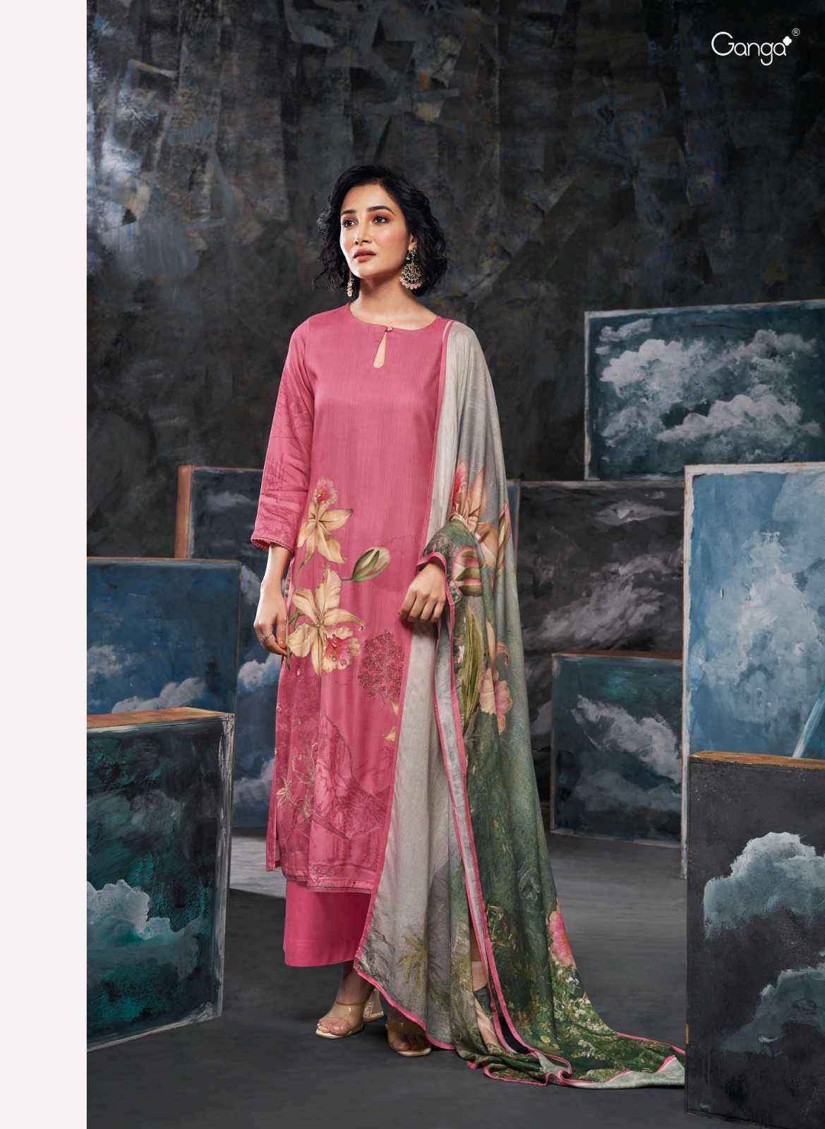Ganga Yesenia Fancy Bemberg Silk Branded Ladies Suit Online Exporters