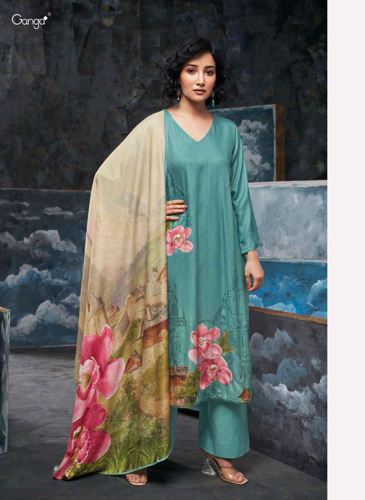 Ganga Yesenia Fancy Bemberg Silk Branded Ladies Suit Online Exporters (5 pcs catalog )