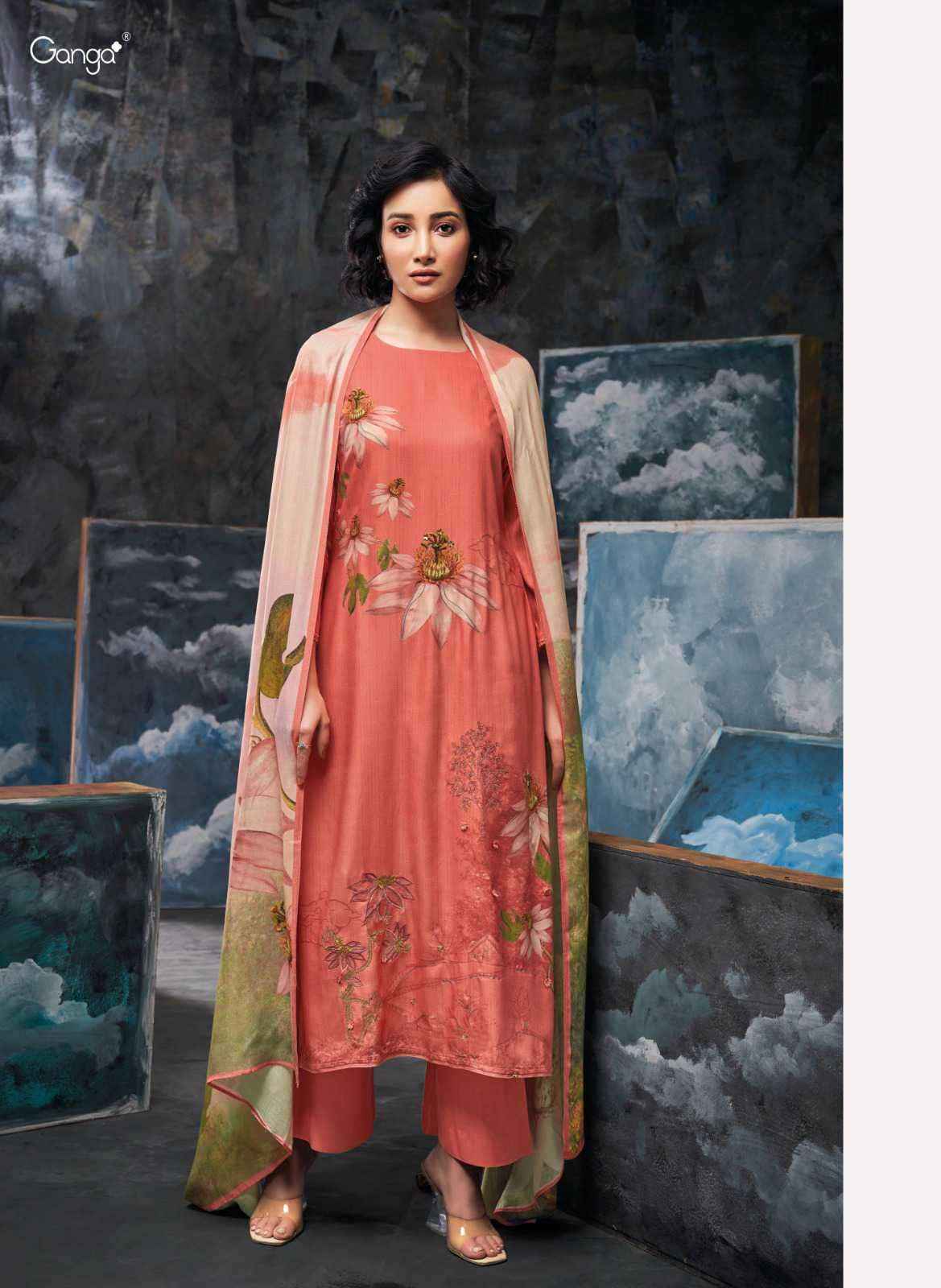 Ganga Yesenia Fancy Bemberg Silk Branded Ladies Suit Online Exporters (5 pcs catalog )