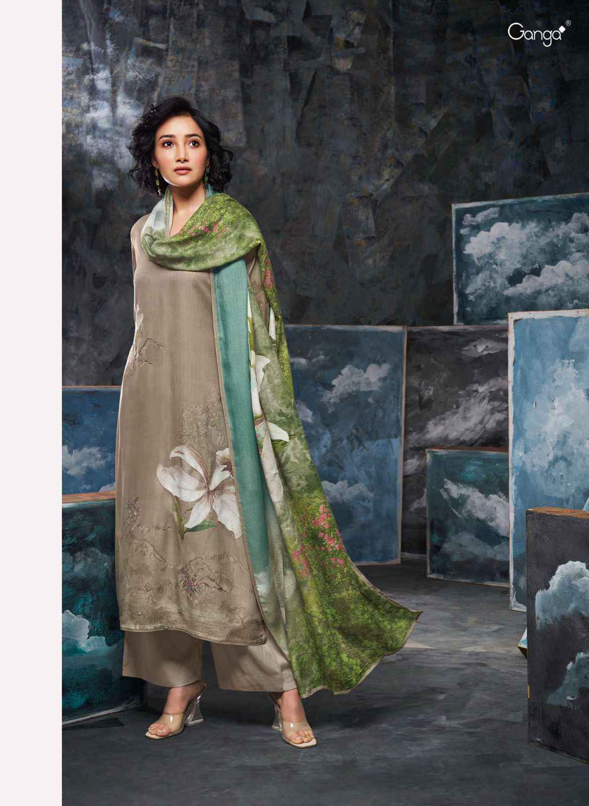 Ganga Yesenia Fancy Bemberg Silk Branded Ladies Suit Online Exporters (5 pcs catalog )