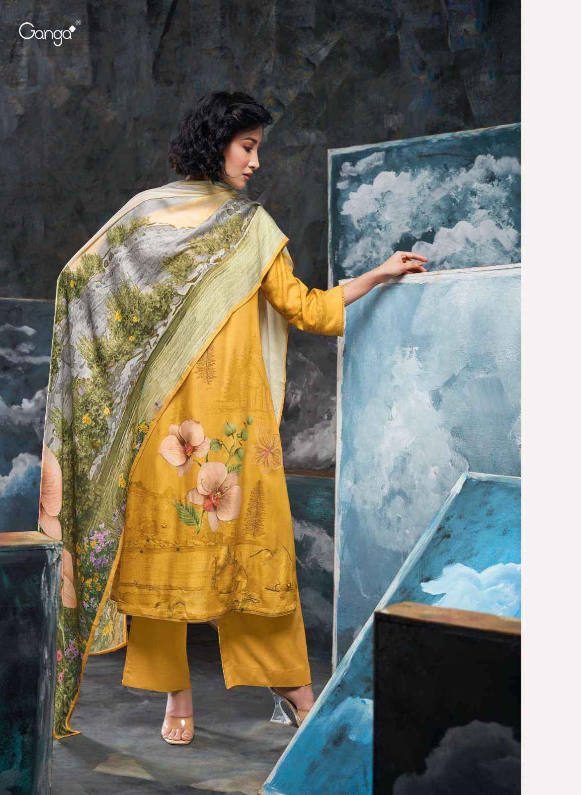 Ganga Yesenia Fancy Bemberg Silk Branded Ladies Suit Online Exporters (5 pcs catalog )