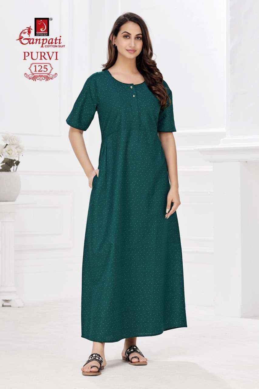 Ganpati Purvi Vol-1 Pure Cotton Night Gown ( 20 Pcs Catalog )