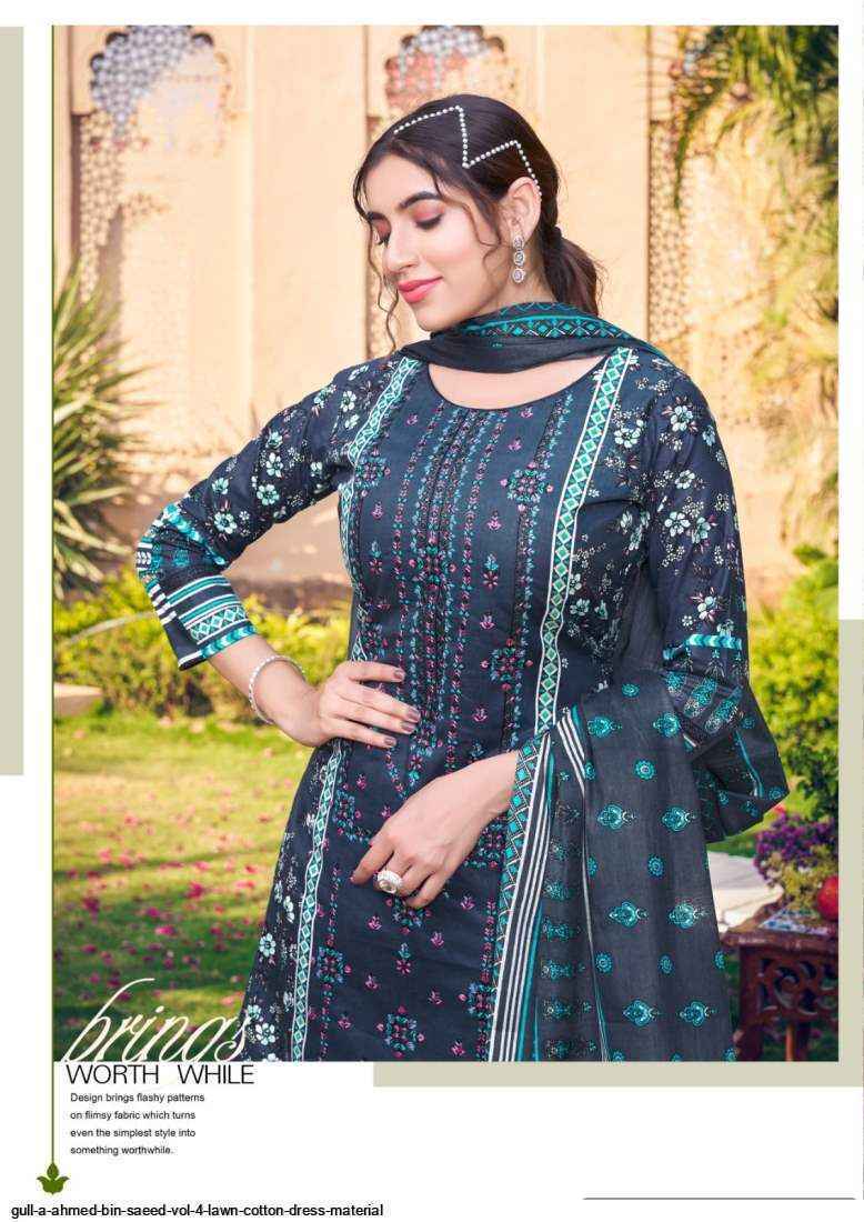 Gull Aahmed Bin Saeed Vol 4 Lawn Dress Material 6 pcs Catalogue