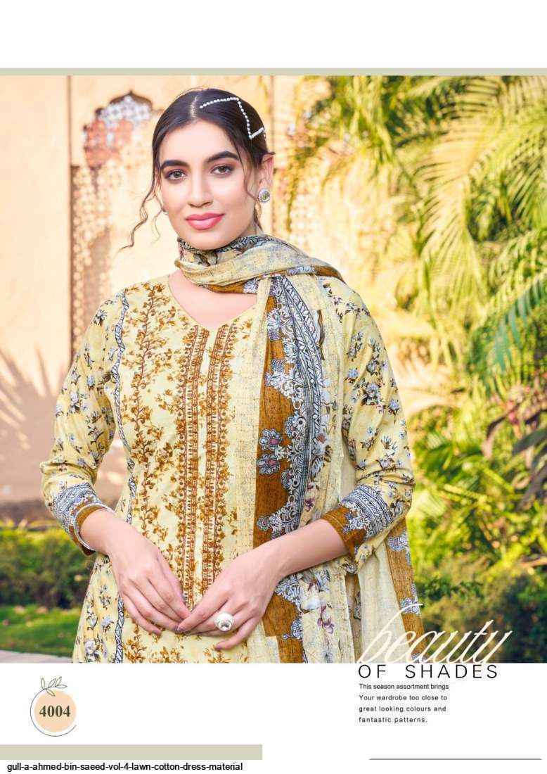 Gull Aahmed Bin Saeed Vol 4 Lawn Dress Material 6 pcs Catalogue