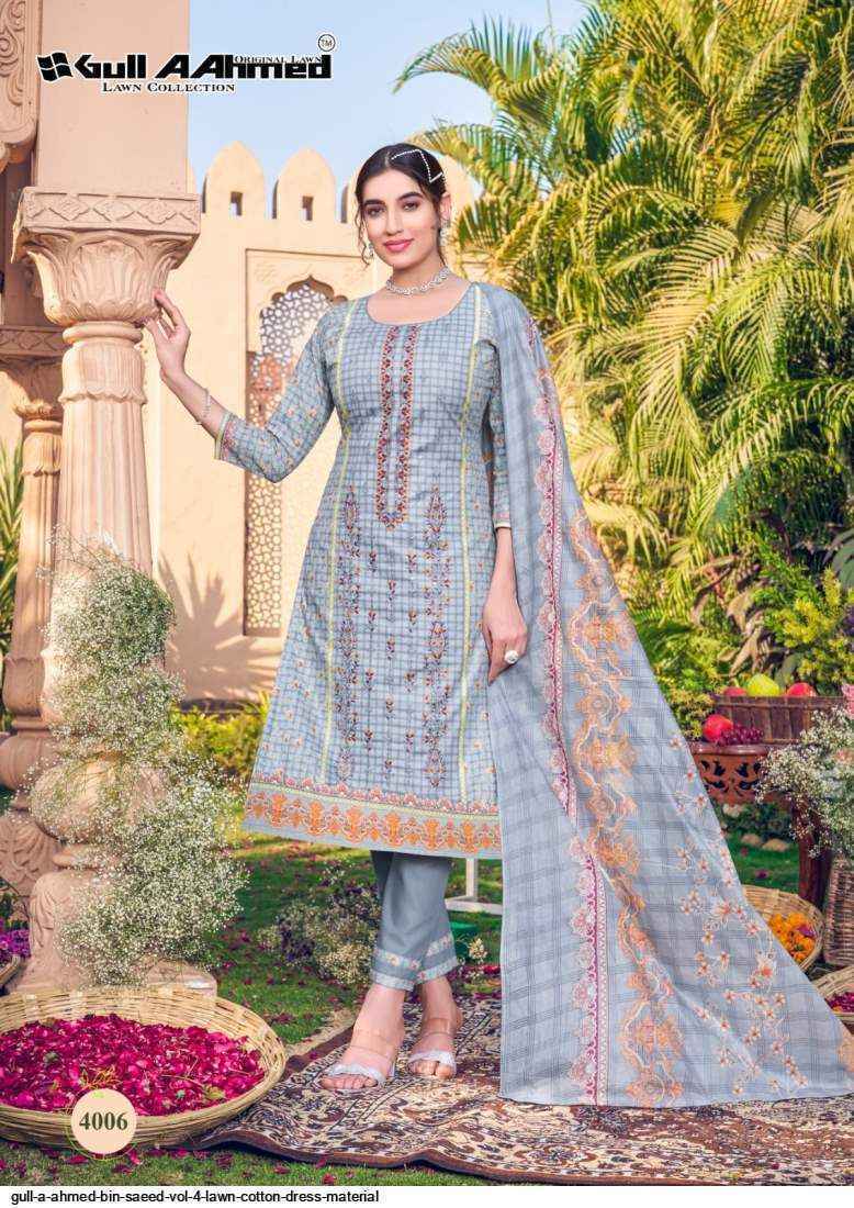 Gull Aahmed Bin Saeed Vol 4 Lawn Dress Material 6 pcs Catalogue
