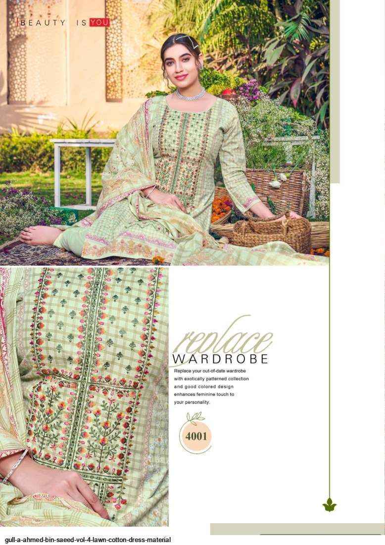 Gull Aahmed Bin Saeed Vol 4 Lawn Dress Material 6 pcs Catalogue