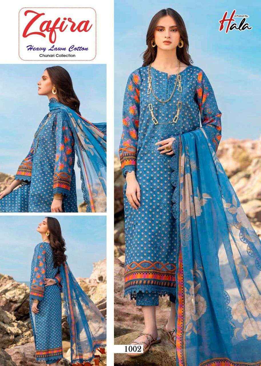 HALA ZAFIRA CHUNARI LAWN COTTON SALWAR SUITS ( 4 PCS CATALOG )