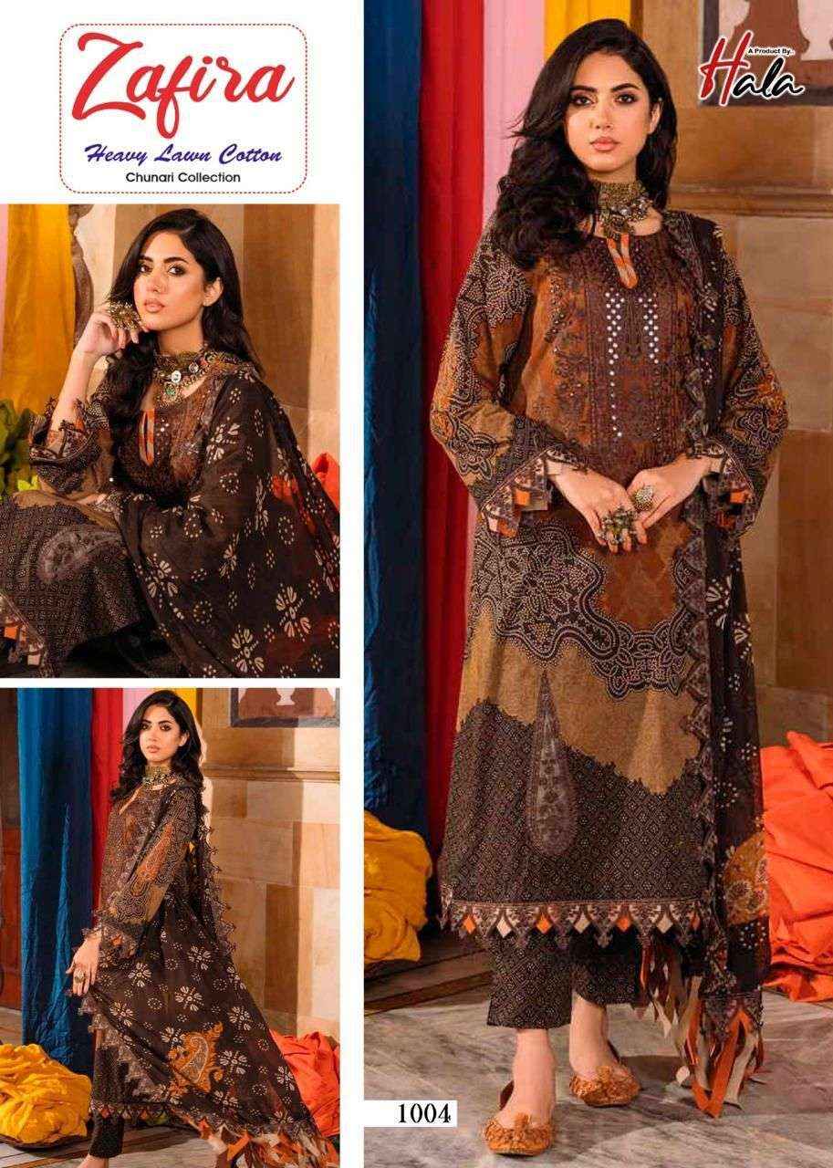 HALA ZAFIRA CHUNARI LAWN COTTON SALWAR SUITS ( 4 PCS CATALOG )