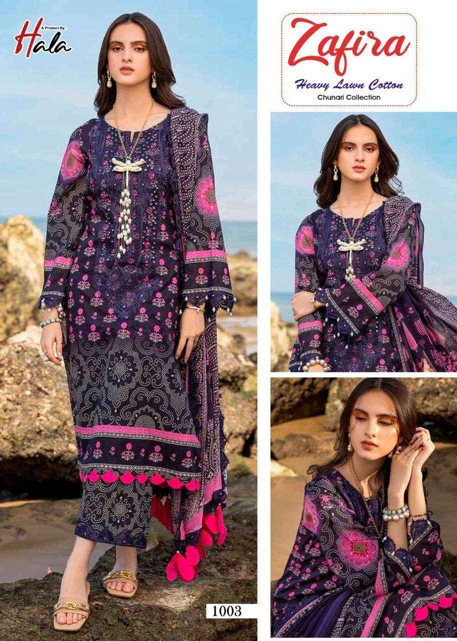 HALA ZAFIRA CHUNARI LAWN COTTON SALWAR SUITS ( 4 PCS CATALOG )