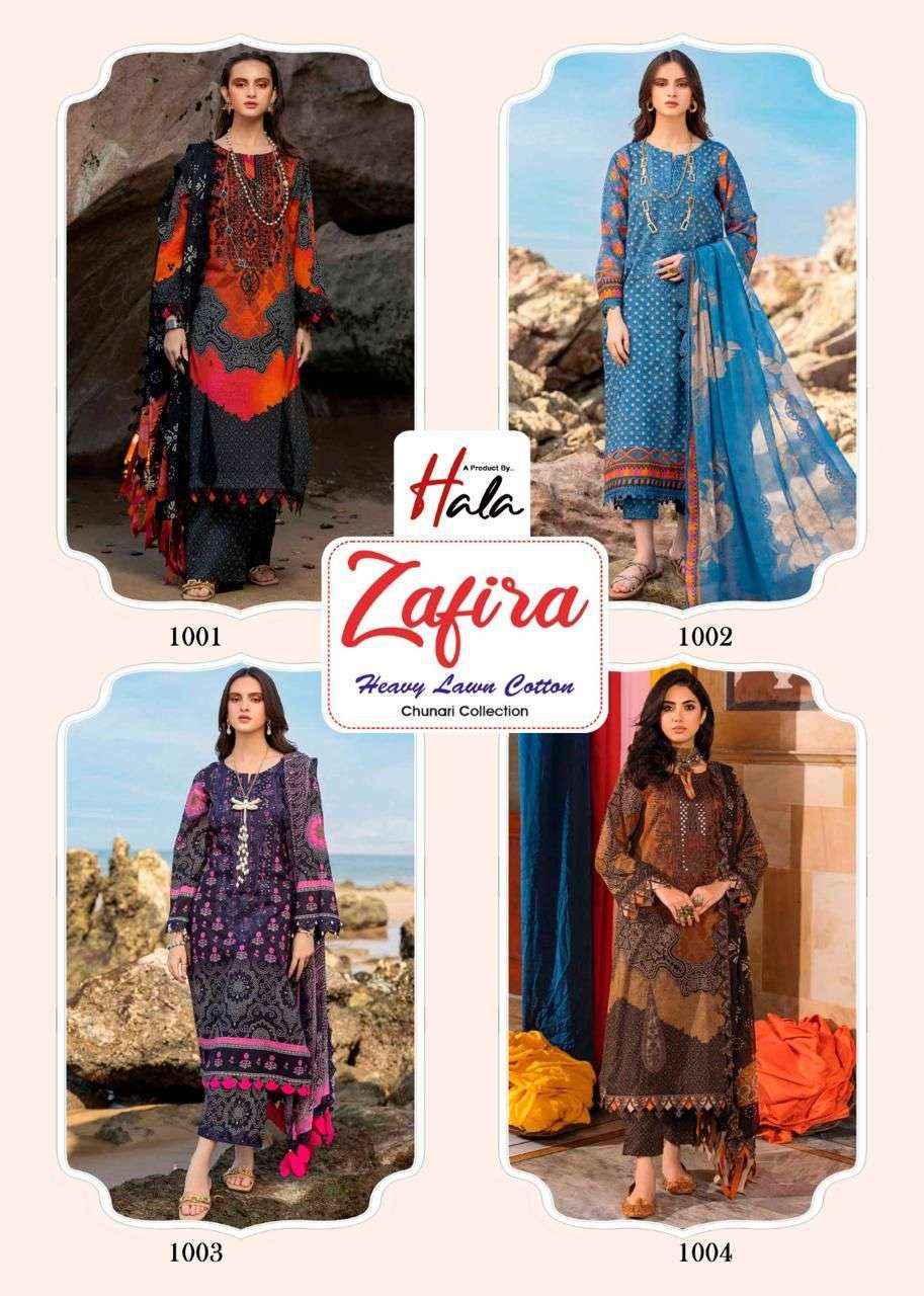 HALA ZAFIRA CHUNARI LAWN COTTON SALWAR SUITS ( 4 PCS CATALOG )