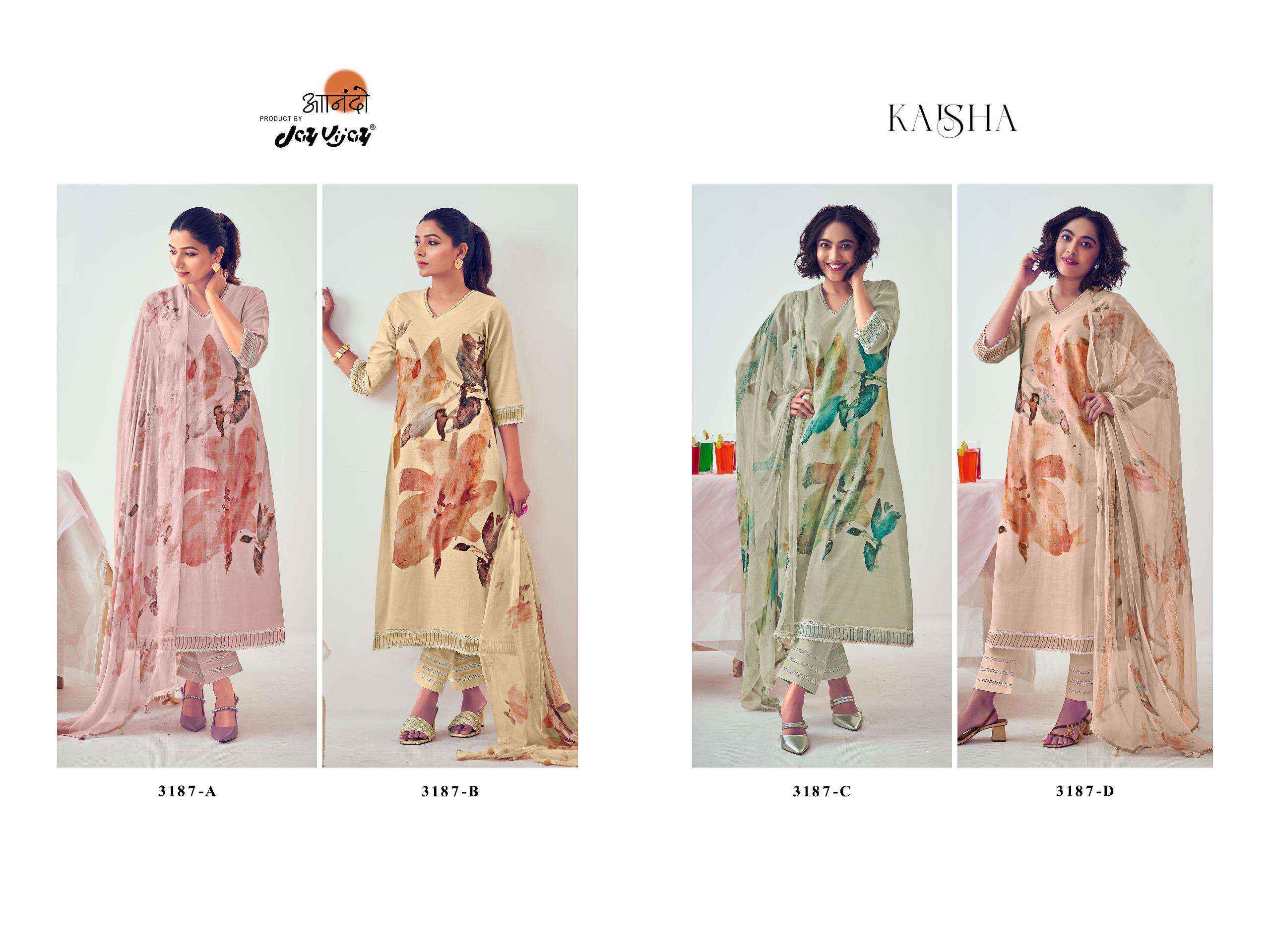 Jay Vijay Anando Kaisha 3187 Pure Cotton Fancy Dress Material Catalog Dealers (4 pcs catalog )