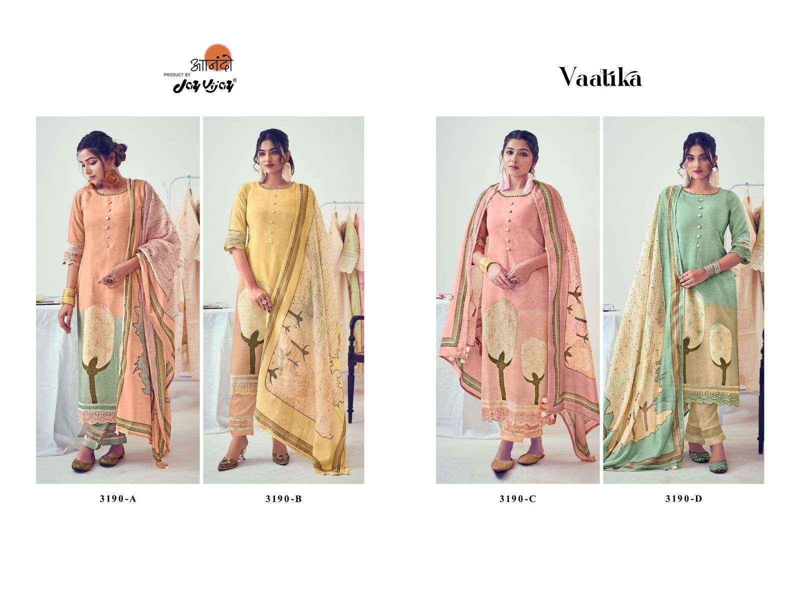 Jay Vijay Anando Vaatika 3190 Exclusive Muslin Dress Catalog Suppliers  (4 pcs catalog )