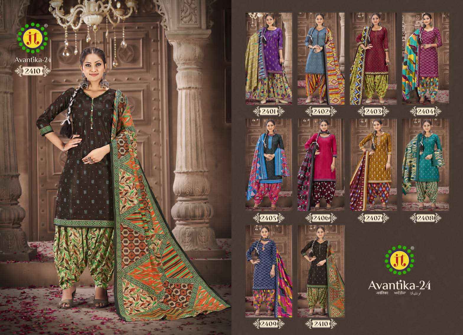 JT AVANTIKA VOL 24 COTTON DRESS MATERIAL ( 10 pcs catalog )