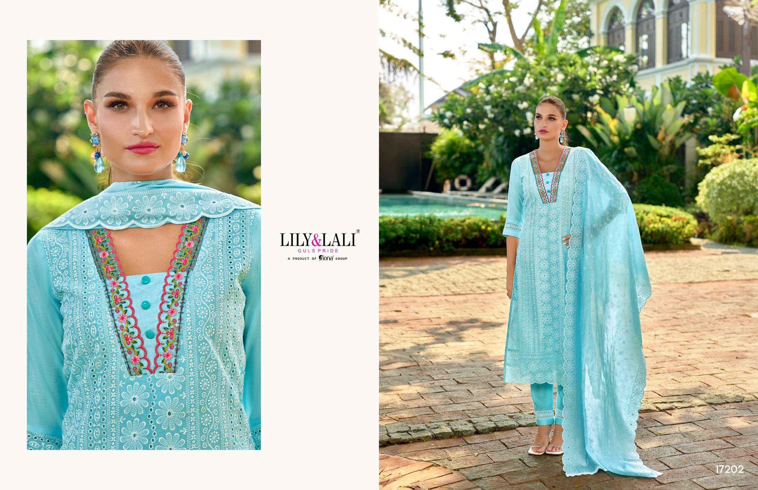 LILY AND LALI FLORA ROMAN SCHIFFLI DESIGNER SUITS ( 6 PCS CATALOG )