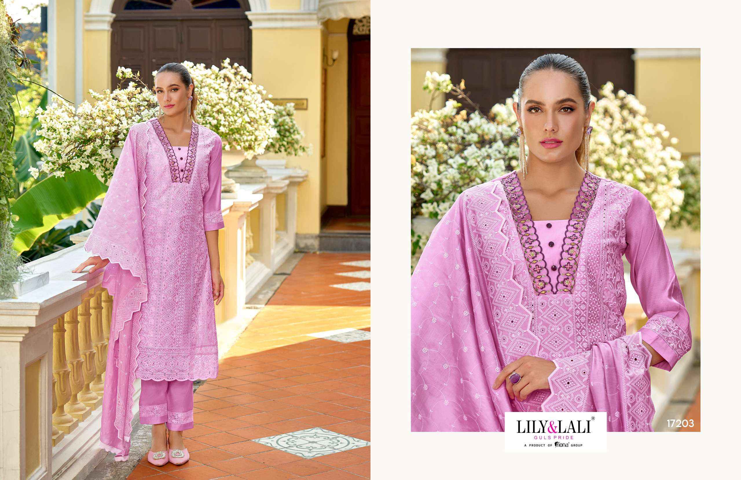 LILY AND LALI FLORA ROMAN SCHIFFLI DESIGNER SUITS ( 6 PCS CATALOG )