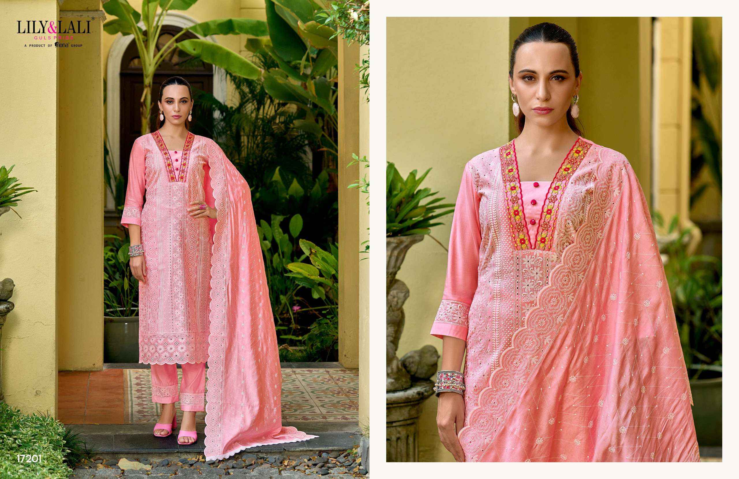 LILY AND LALI FLORA ROMAN SCHIFFLI DESIGNER SUITS ( 6 PCS CATALOG )