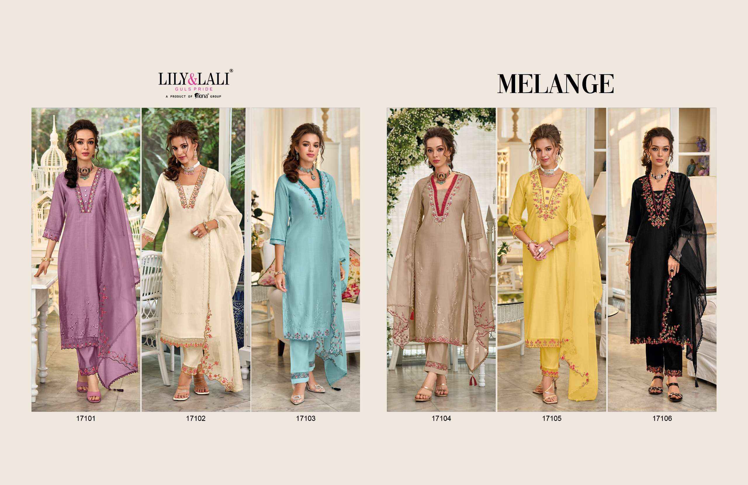 LILY AND LALI MELANGE DESIGNER PARTY WEAR SUIT ( 6 PCS CATALOG )