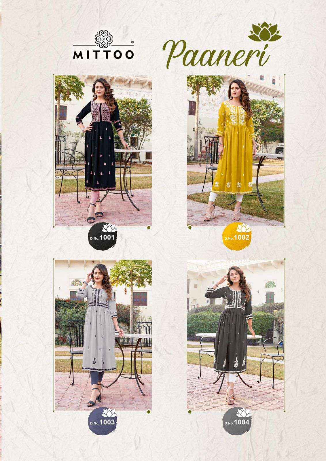 MITTOO FASHION PAANERI RAYON DESIGNER KURTIS ( 4 PCS CATALOG )