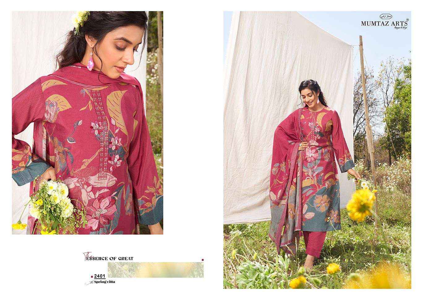 MUMTAZ ARTS SPRING VILLA DRESS MATERIL ( 4 PCS CATALOG )