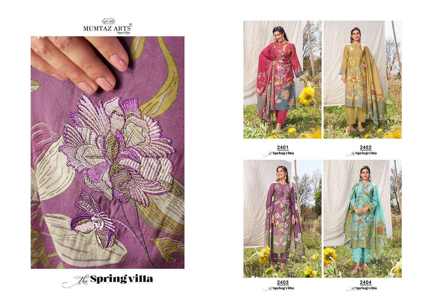 MUMTAZ ARTS SPRING VILLA DRESS MATERIL ( 4 PCS CATALOG )