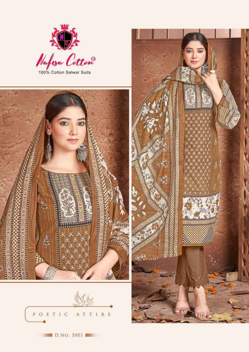 Nafisa Cotton Esra Karachi Vol-5 Cotton Dress Material 6 Pc Catalog