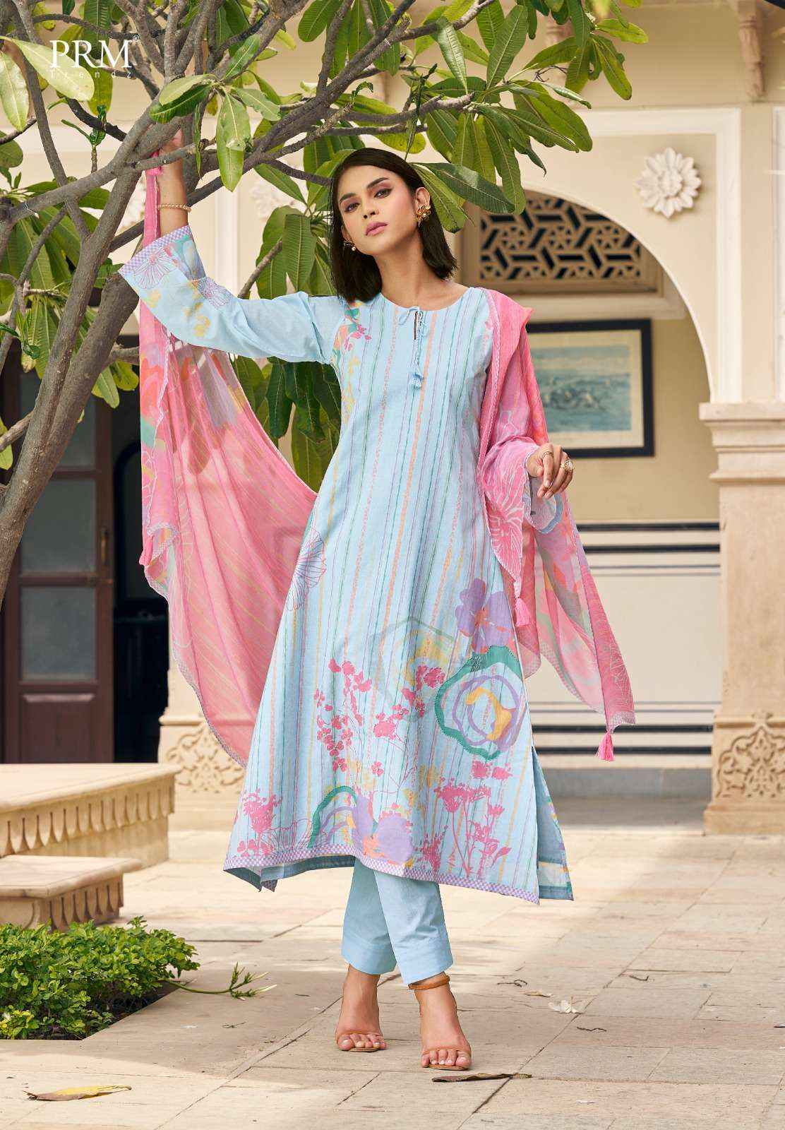 PRM TRENDZ SUNKISSED LAWN COTTON HAND WORK DRESS MATERIAL ( 8 pcsCATALOG )