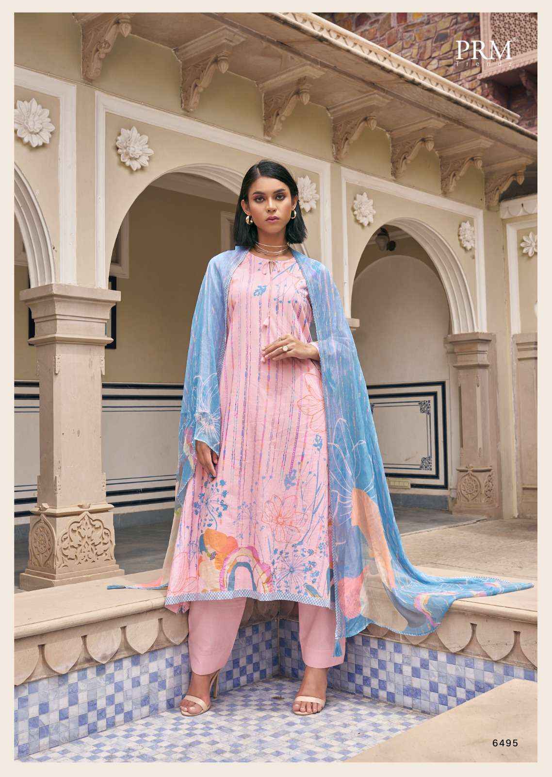 PRM TRENDZ SUNKISSED LAWN COTTON HAND WORK DRESS MATERIAL ( 8 pcsCATALOG )