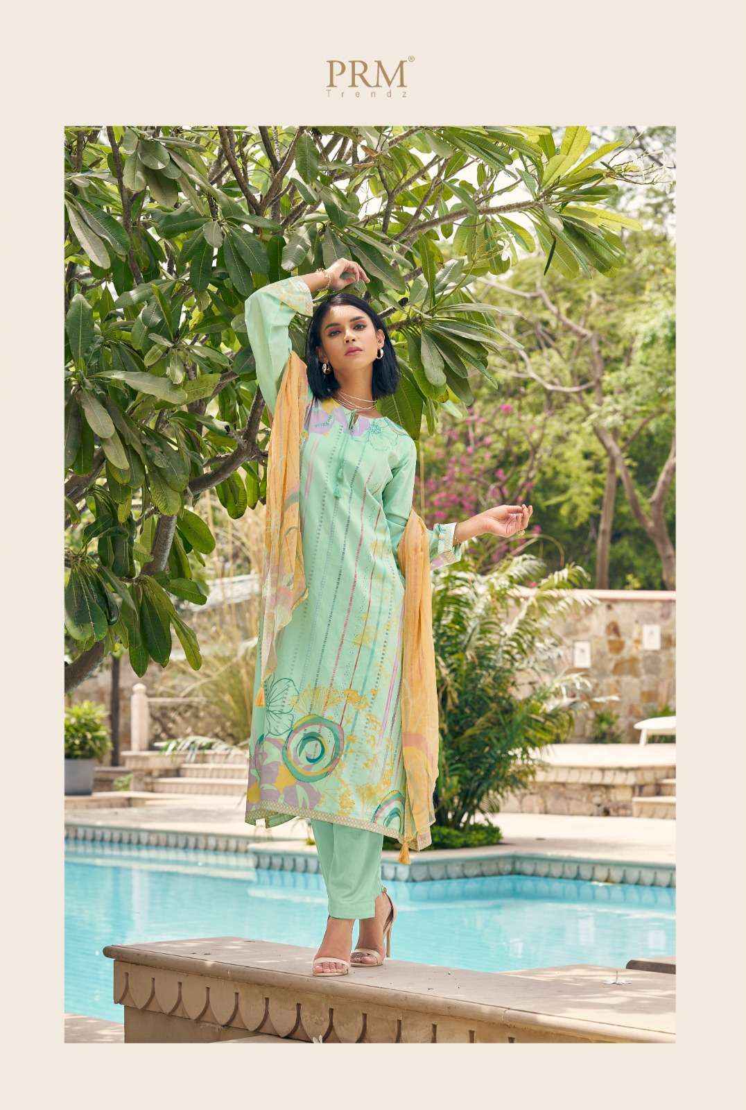 PRM TRENDZ SUNKISSED LAWN COTTON HAND WORK DRESS MATERIAL ( 8 pcsCATALOG )