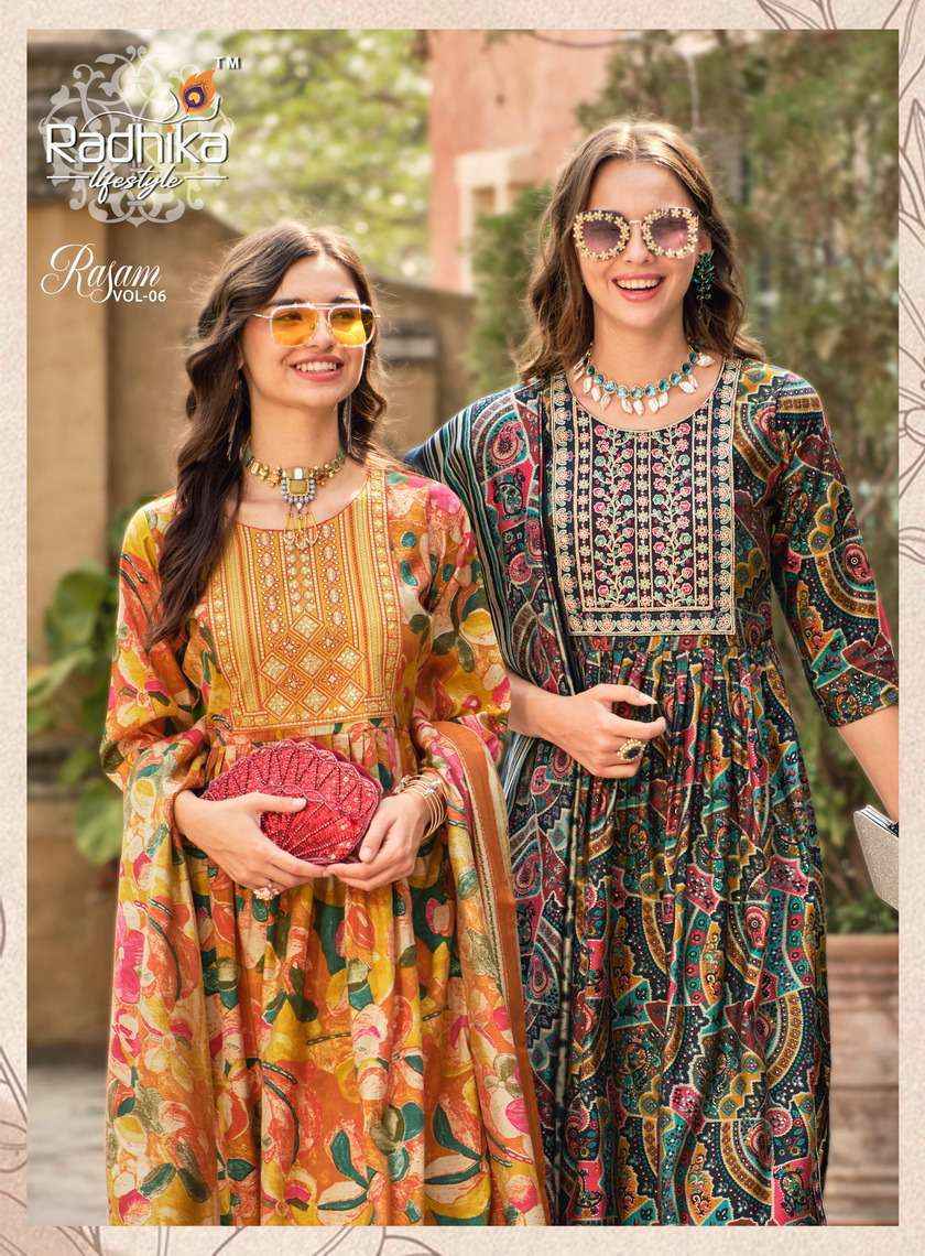 Radhika Lifestyle Rasam Vol 6 Festive Wear 3 Piece Pair Suppliers  (7 pcs catalog)