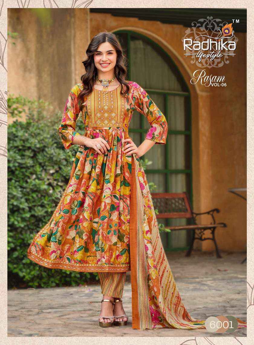 Radhika Lifestyle Rasam Vol 6 Festive Wear 3 Piece Pair Suppliers  (7 pcs catalog)