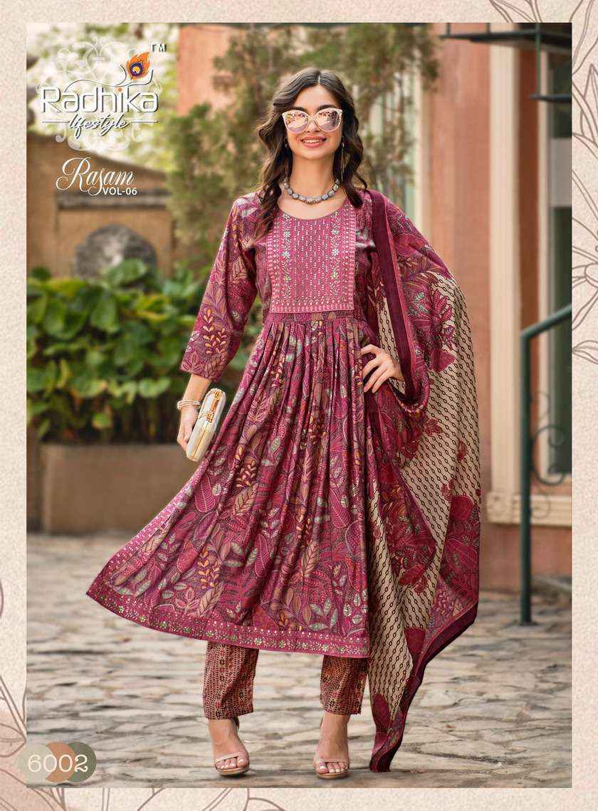 Radhika Lifestyle Rasam Vol 6 Festive Wear 3 Piece Pair Suppliers  (7 pcs catalog)