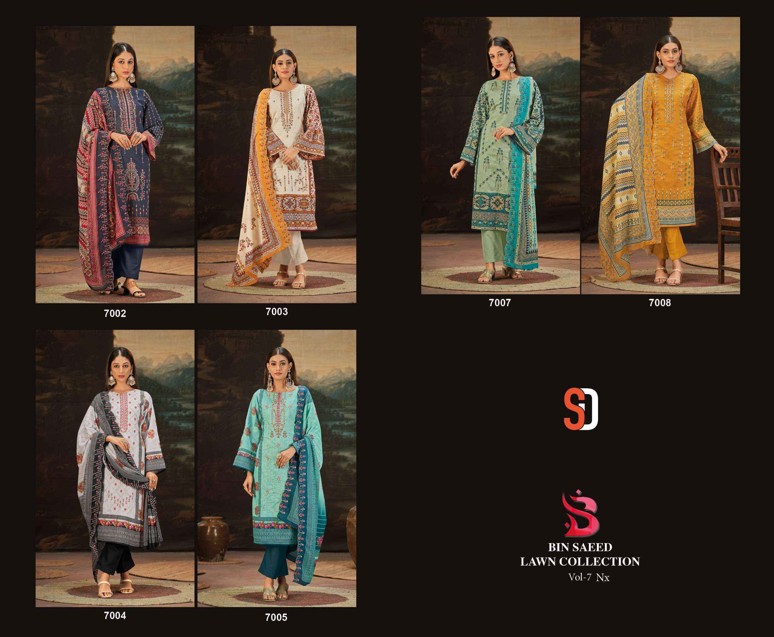 Sharaddha Designer Bin Saeed Lawn Collection Vol 7 Nx Cotton Dress Material 6 pcs Catalogue