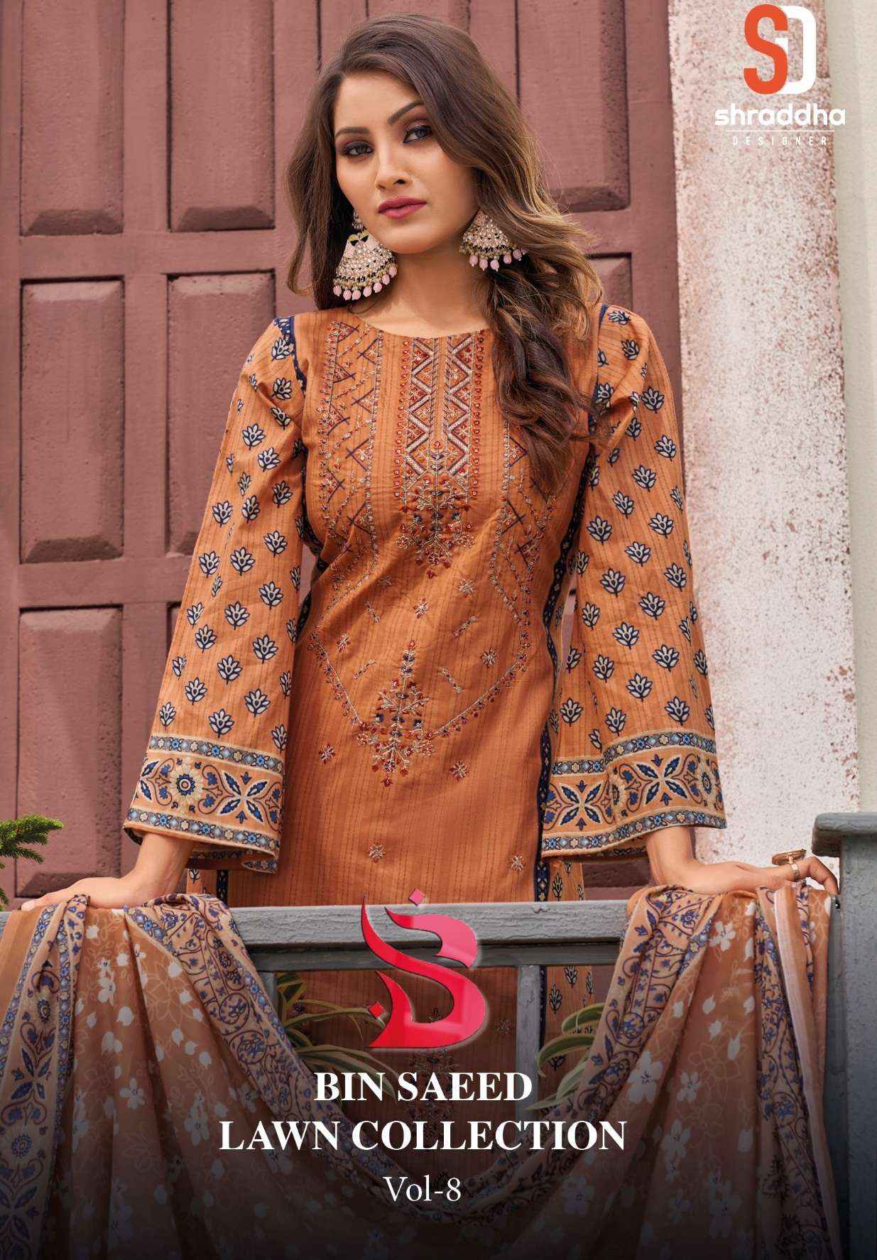 SHRADDHA DESIGNER BIN SAEED VOL 8 DRESS MATERIAL ( 6 PCS CATALOG )