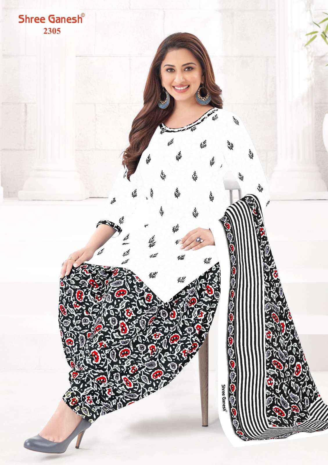 SHREE GANESH WHITE & BLACK VOL 3 COTTON PATIYALA SUITS ( 8 PCS CATALOG )