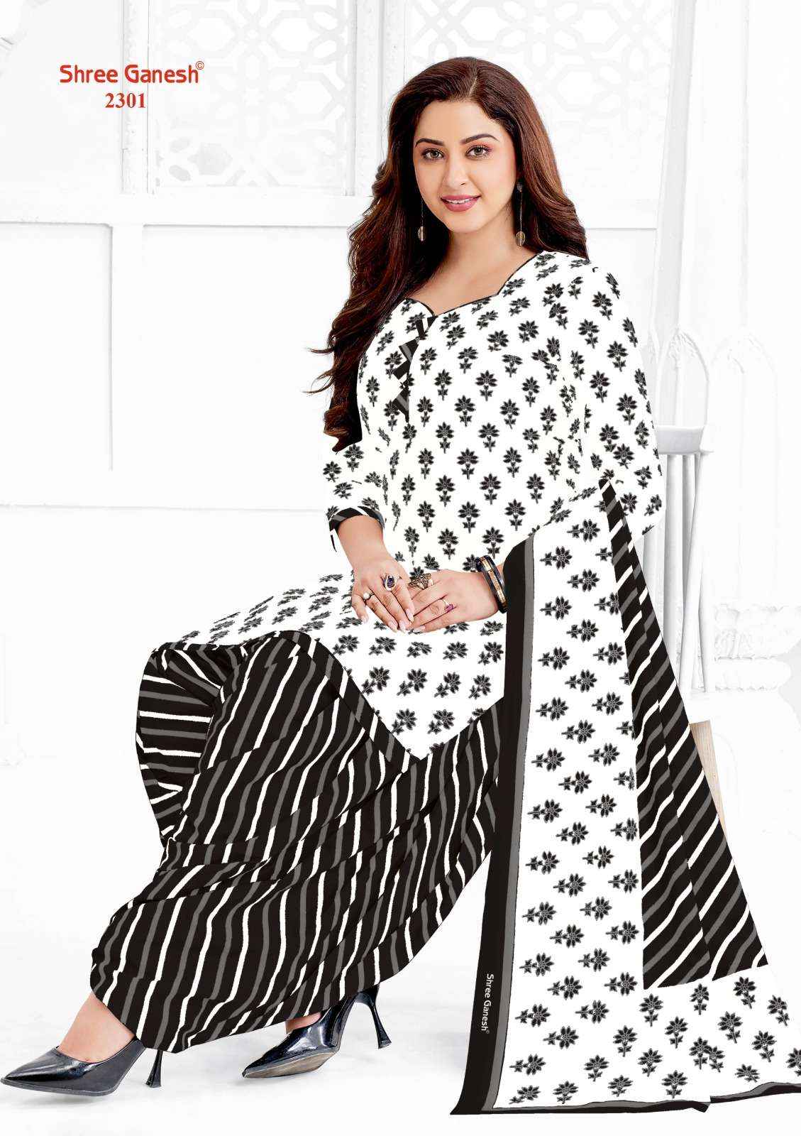 SHREE GANESH WHITE & BLACK VOL 3 COTTON PATIYALA SUITS ( 8 PCS CATALOG )