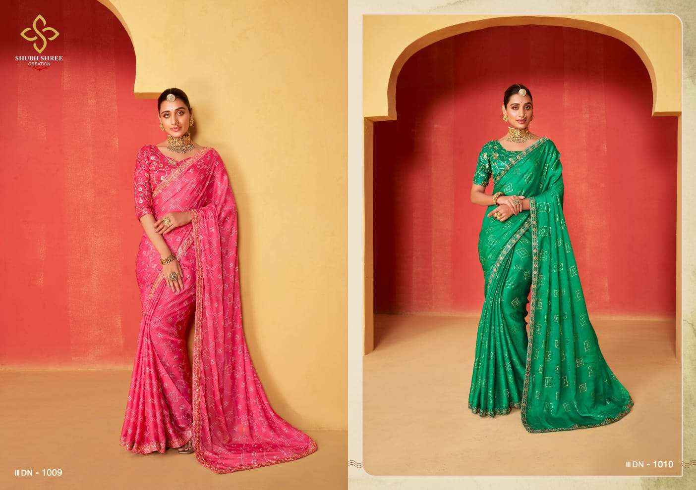 Shubh Shree Saanvi 2 1001 To 101 Festive Wear Style Designer Chiffon Printed Saree Dealers (10 pcs catalog )