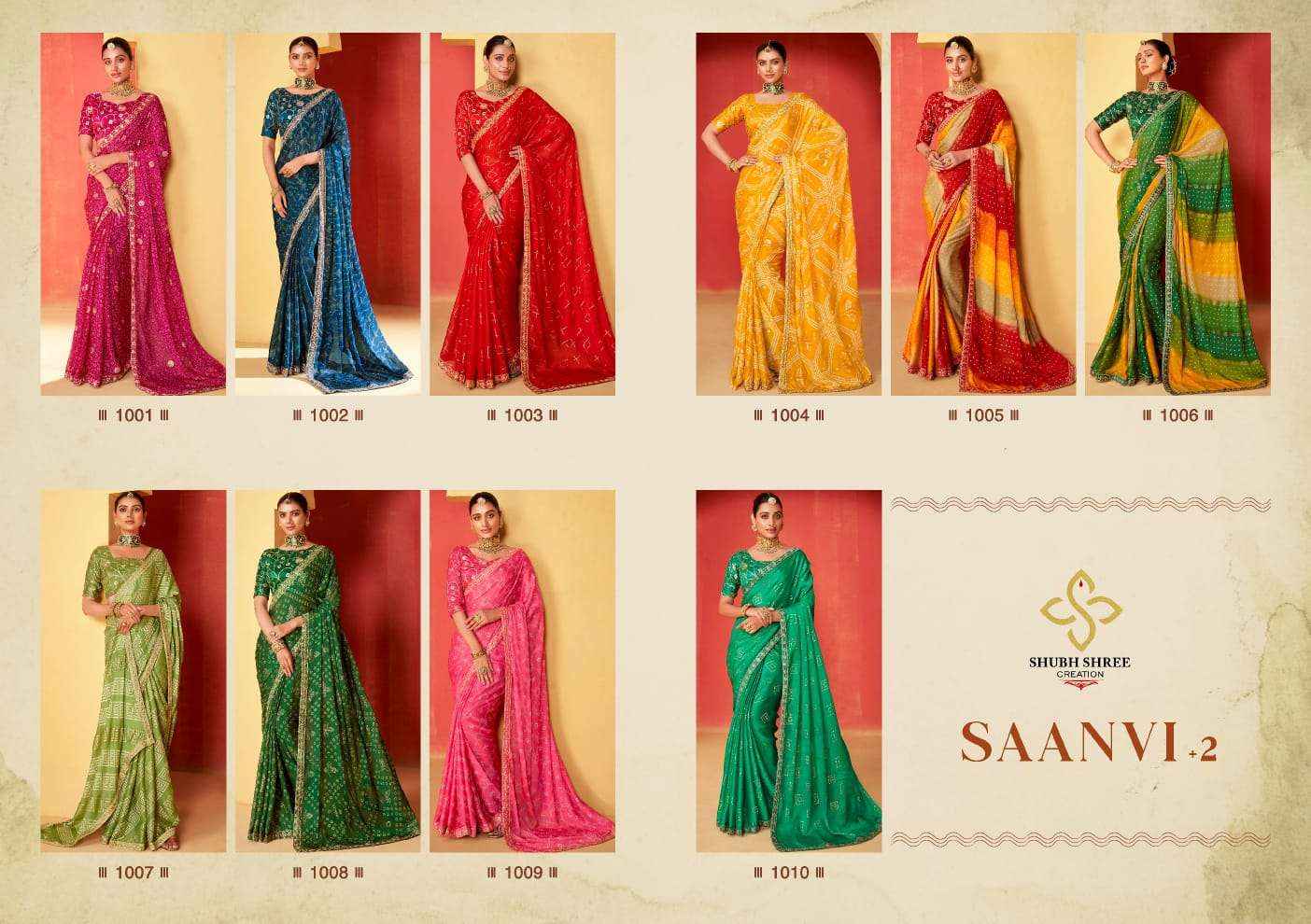 Shubh Shree Saanvi 2 1001 To 101 Festive Wear Style Designer Chiffon Printed Saree Dealers (10 pcs catalog )