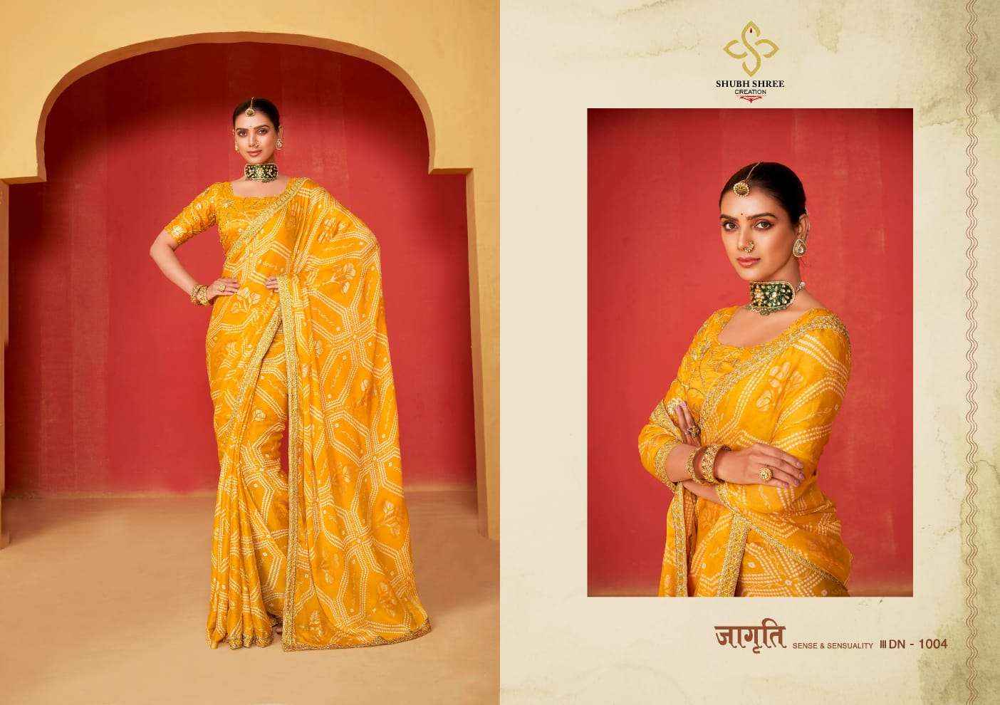 Shubh Shree Saanvi 2 1001 To 101 Festive Wear Style Designer Chiffon Printed Saree Dealers (10 pcs catalog )