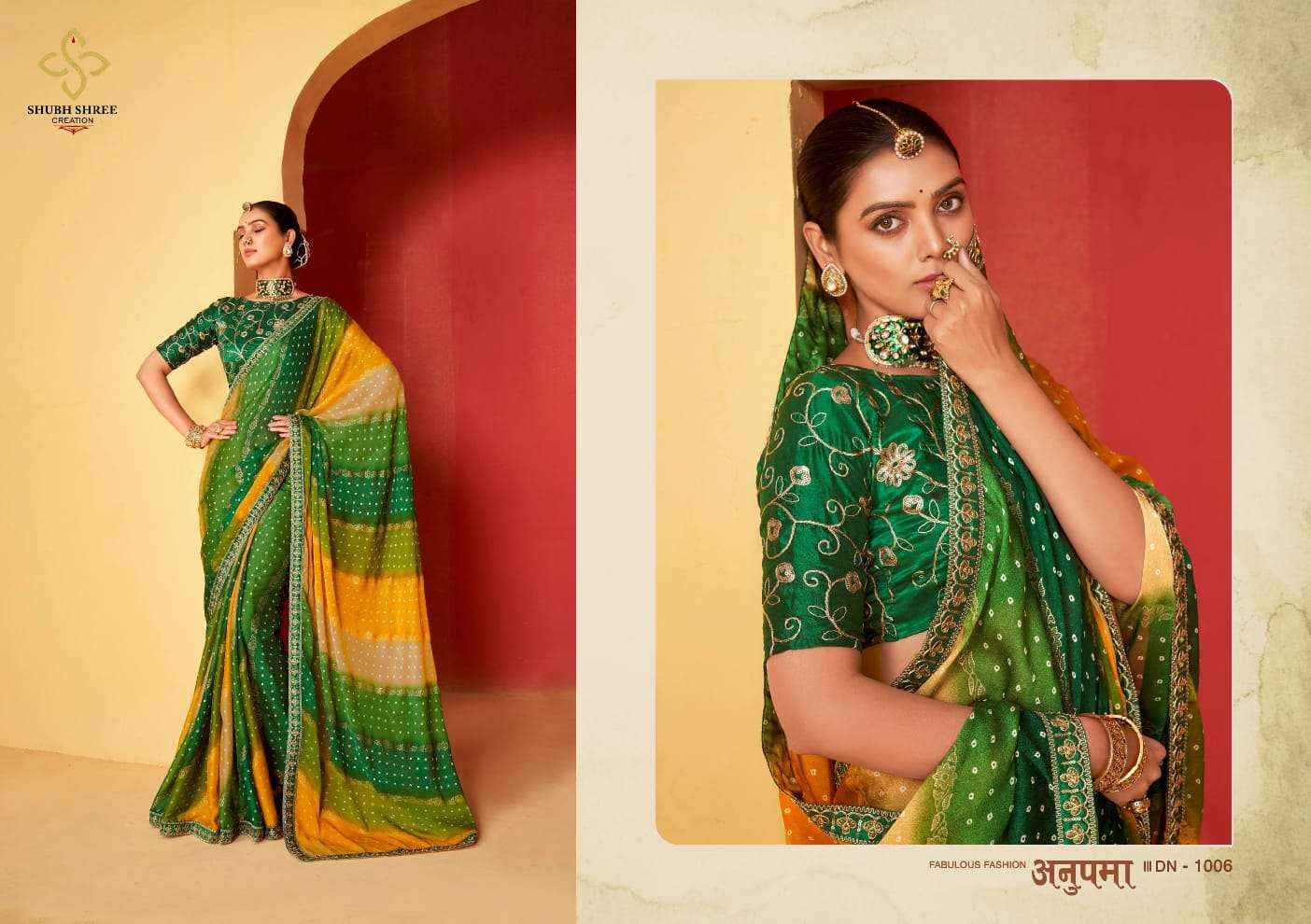 Shubh Shree Saanvi 2 1001 To 101 Festive Wear Style Designer Chiffon Printed Saree Dealers (10 pcs catalog )