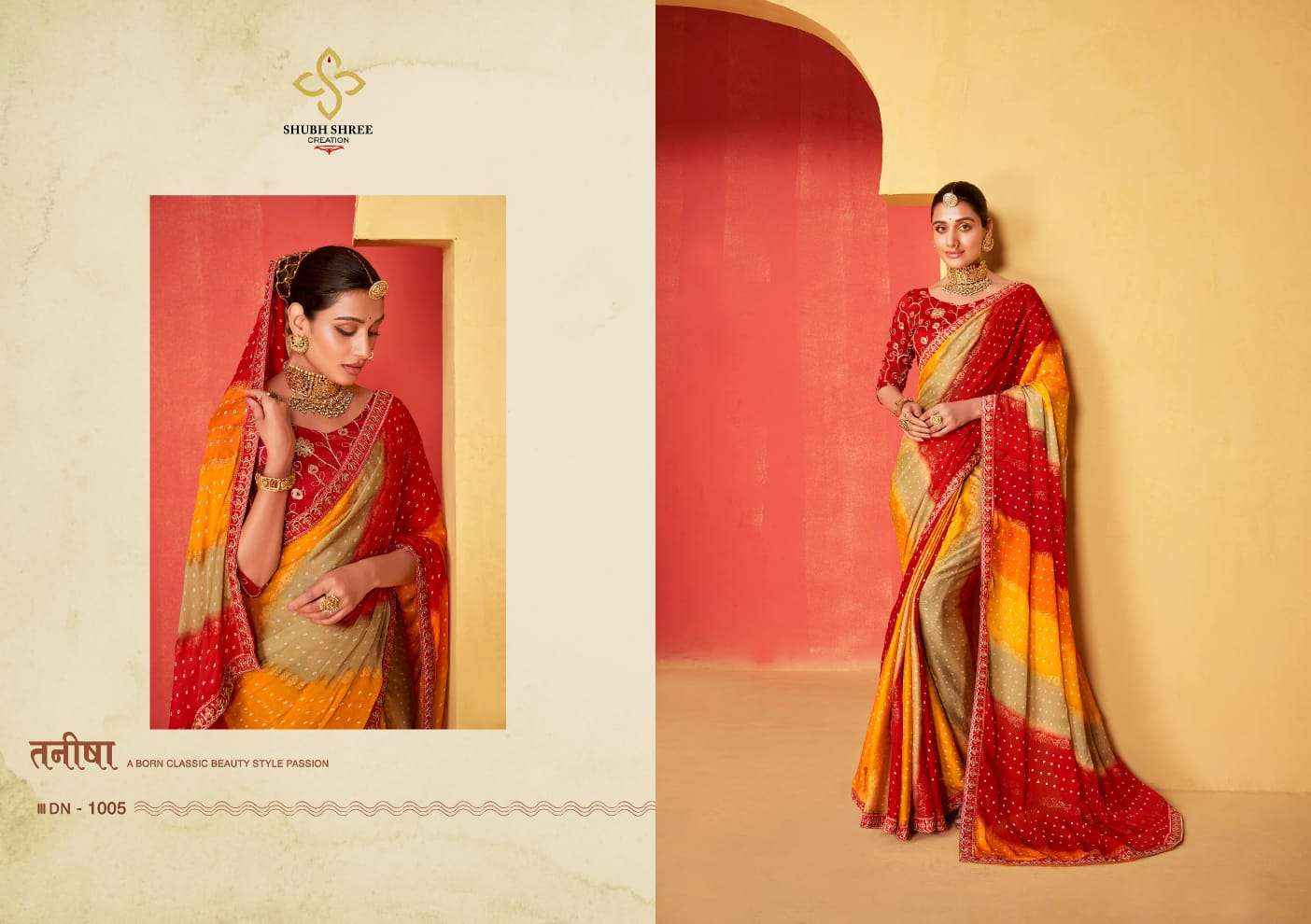 Shubh Shree Saanvi 2 1001 To 101 Festive Wear Style Designer Chiffon Printed Saree Dealers (10 pcs catalog )