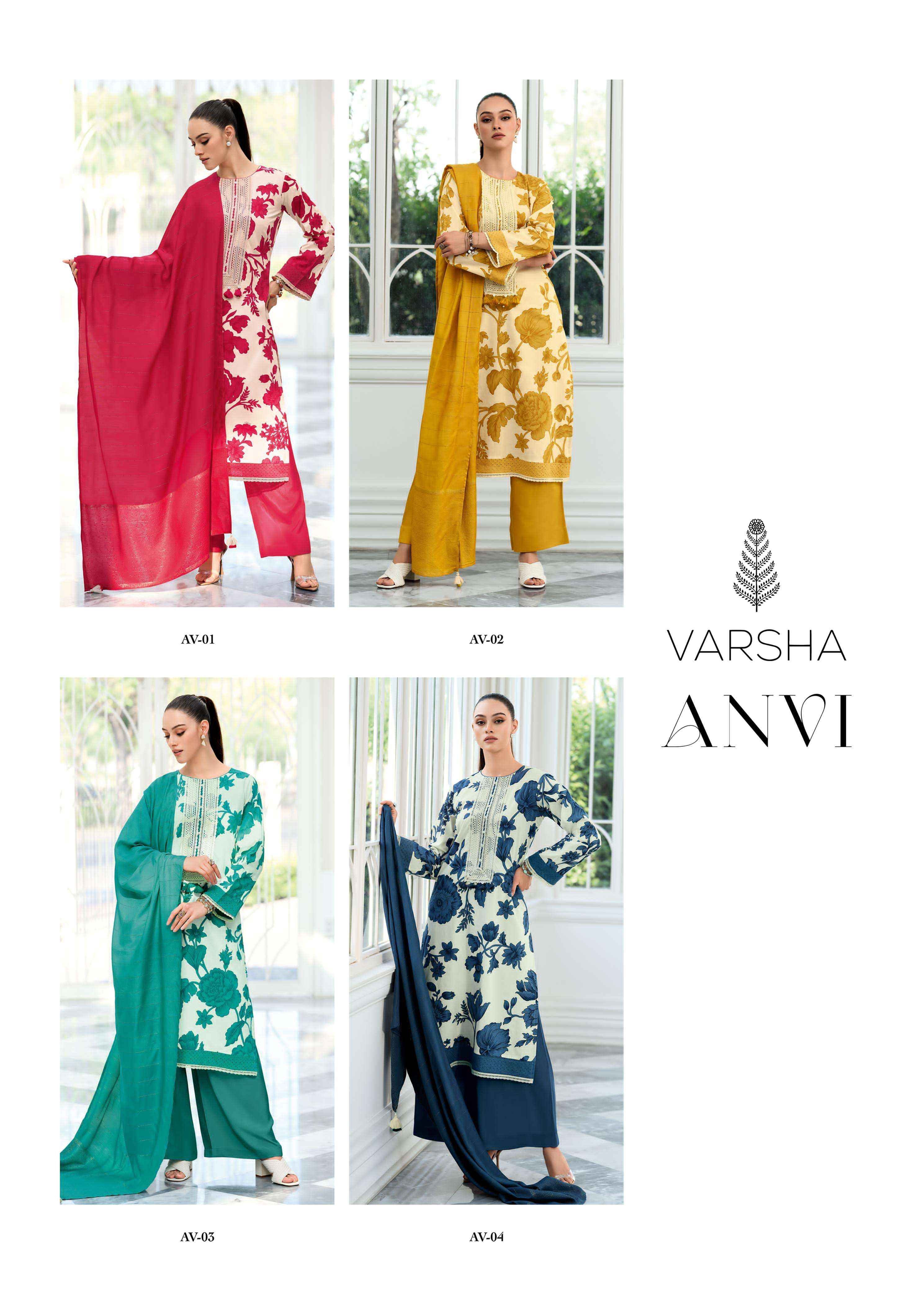 Varsha Anvi Designer Cotton Salwar Kameez Catalog Dealer (4 pcs catalog )