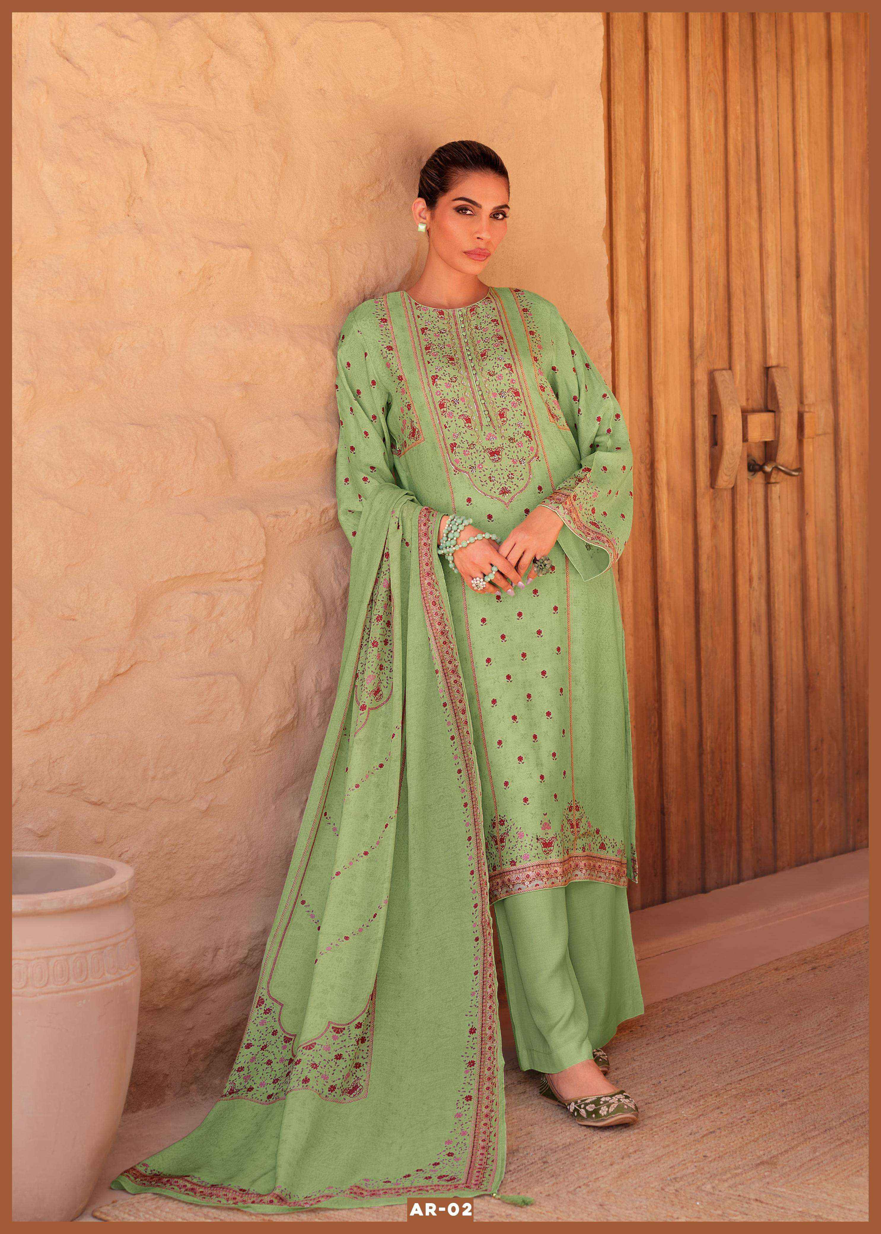 Varsha Aroosh Designer Muslin Salwar Suit Catalog Wholesaler  (5 pcs catalog)