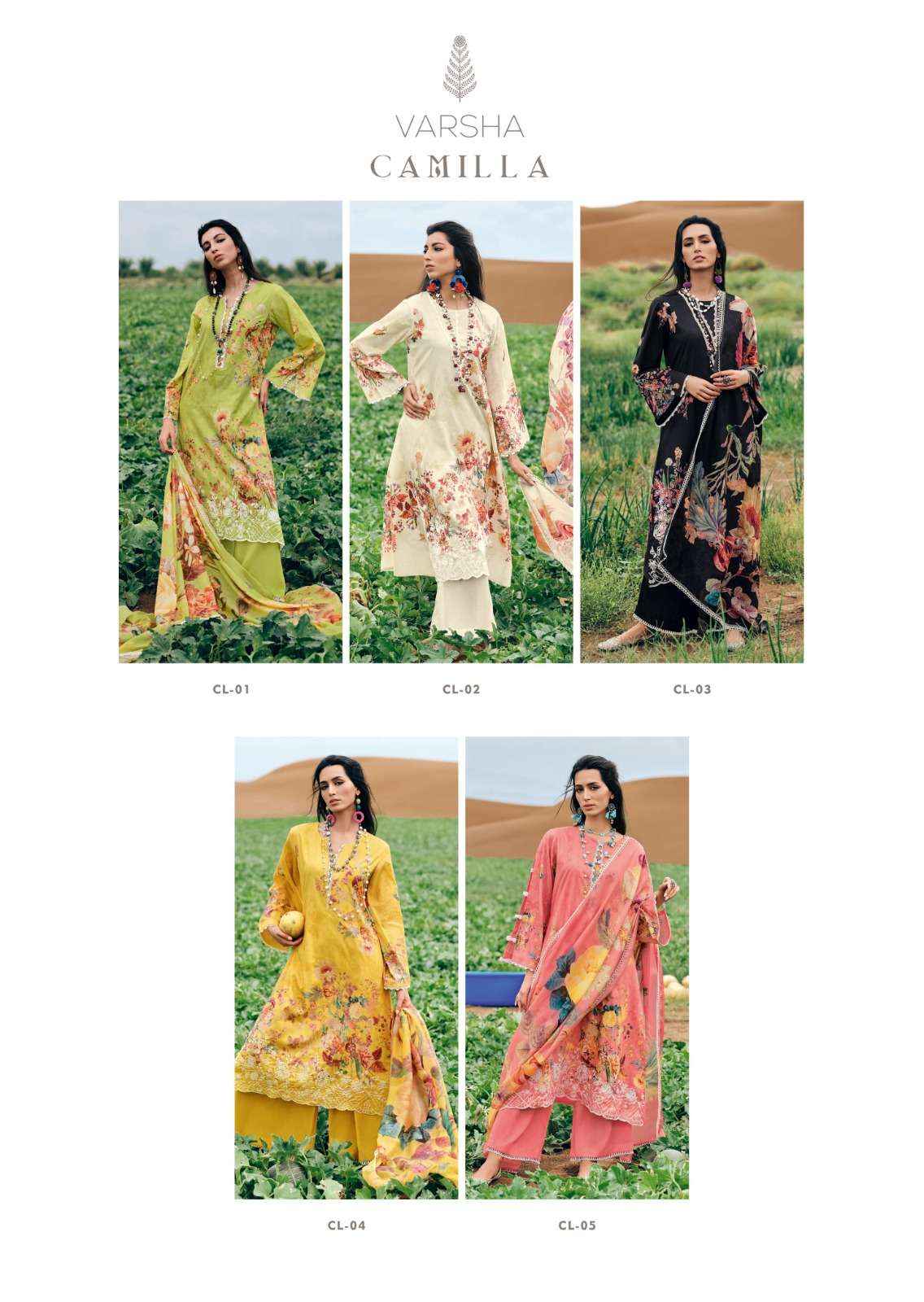 Varsha Camilla Latest Style Cotton Salwar Kameez ( 5 PCS CATALOG )