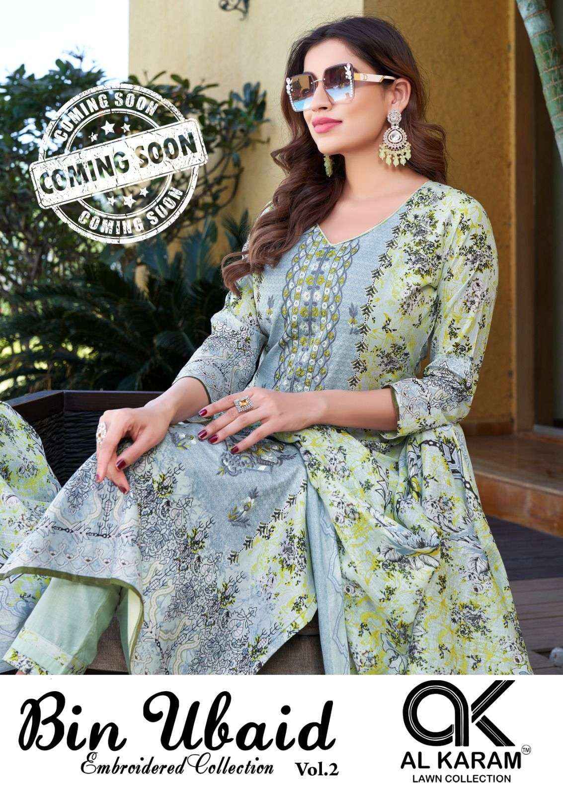 Al Karam Bin Ubaid Vol 2 Buy Cotton Pakistani Suits ( 6 Pcs Catalog )