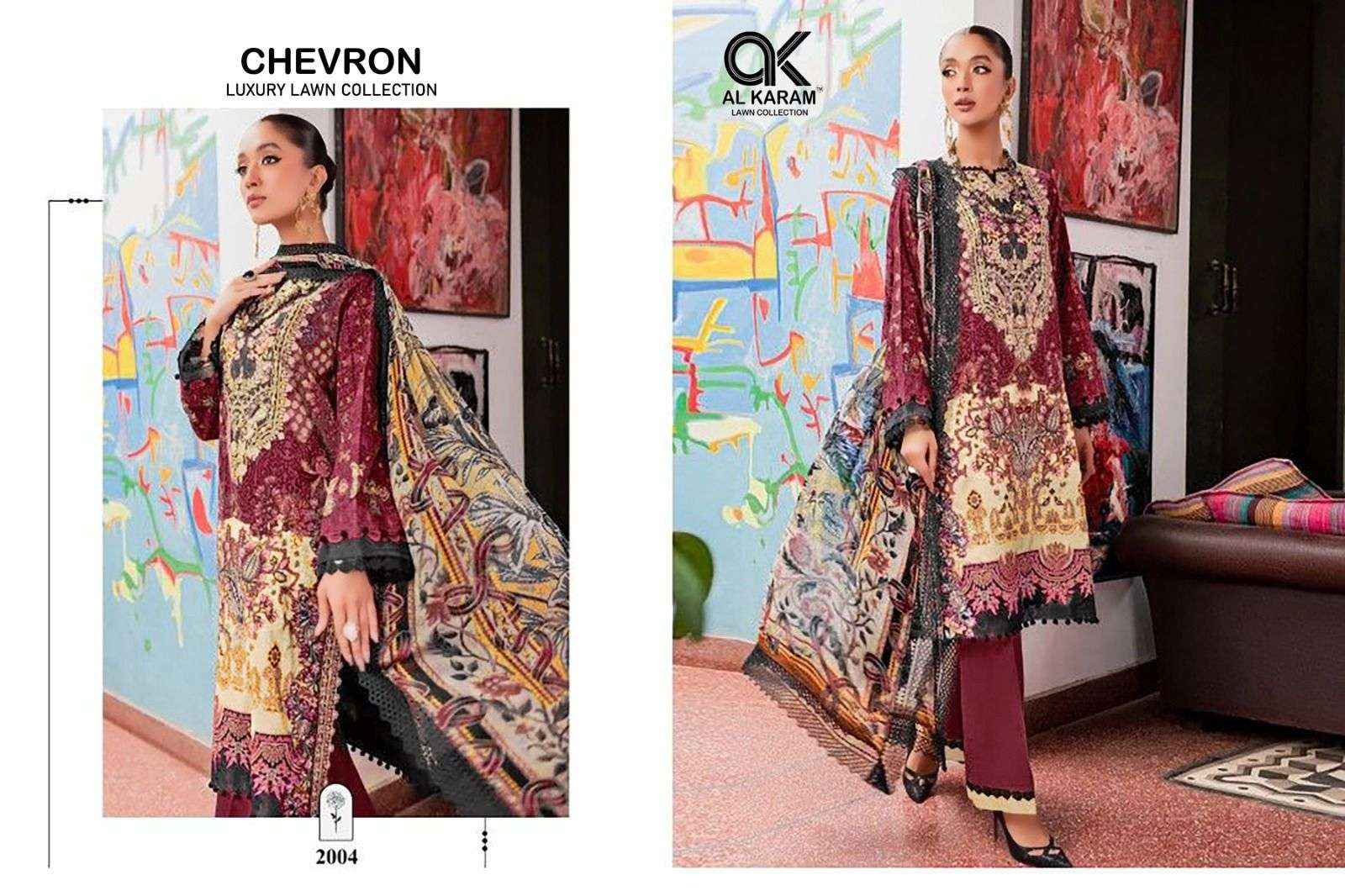 AL KARAM CHEVRON LUXURY LAWN COLLECITON COTTON PATCH WORK SUITS ( 4 PCS CATALOG )