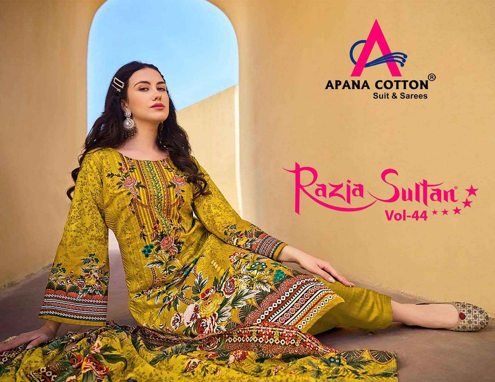 APANA COTTON RAZIA SULTAN VOL 44 COTTON PAKISTANI SUITS ( 10 PCS CATALOG )