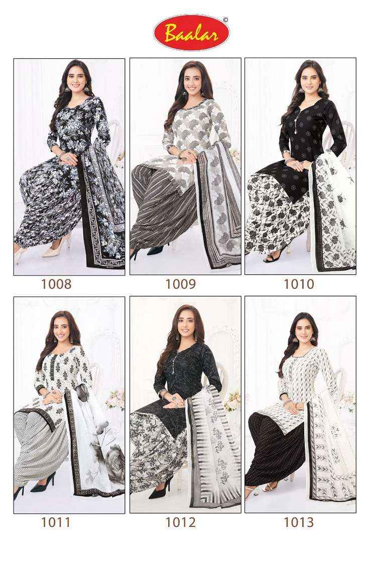 Baalar Colors Black And White Vol 1 Unstitch Cotton Suit Catalog ( 6 pcs catalog )