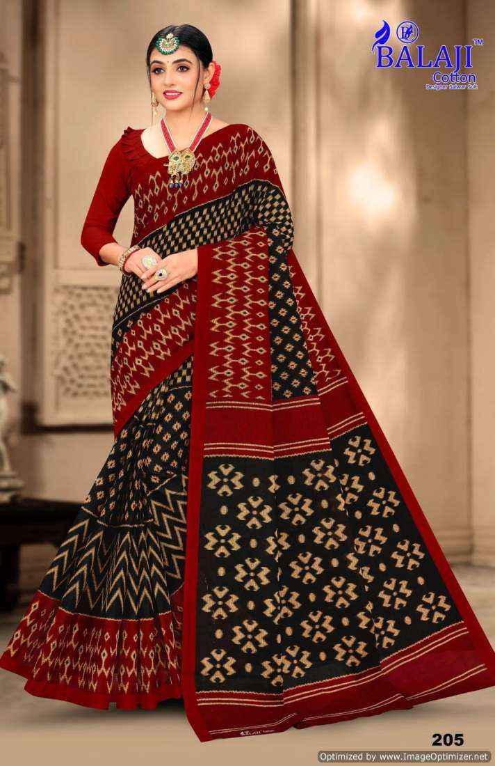 Balaji Cotton Ikkat Masleen Vol 2 Fancy Cotton Dark Colors Saree Suppliers ( 10 pcs catalog )