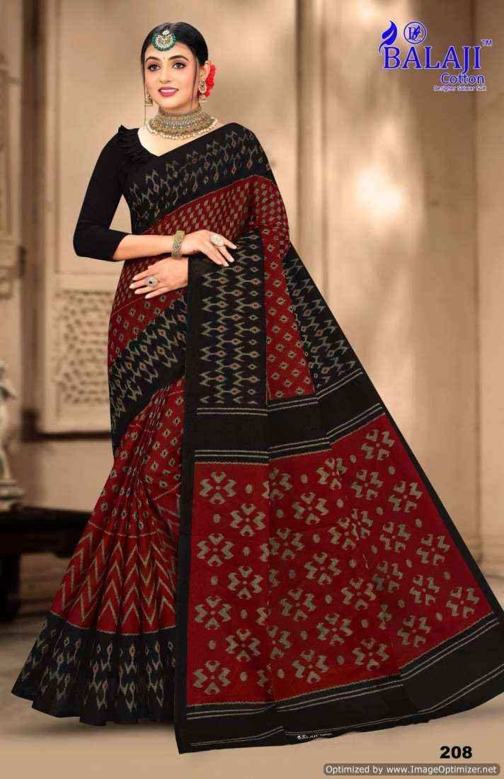 Balaji Cotton Ikkat Masleen Vol 2 Fancy Cotton Dark Colors Saree Suppliers ( 10 pcs catalog )