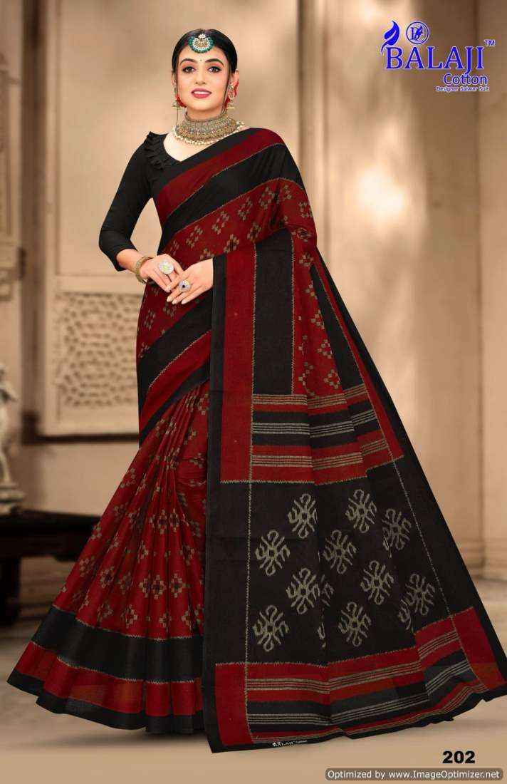 Balaji Cotton Ikkat Masleen Vol 2 Fancy Cotton Dark Colors Saree Suppliers ( 10 pcs catalog )